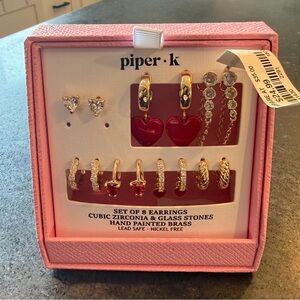 Piper K Gold and Red Heart Valentine / Galentine Earrings Set